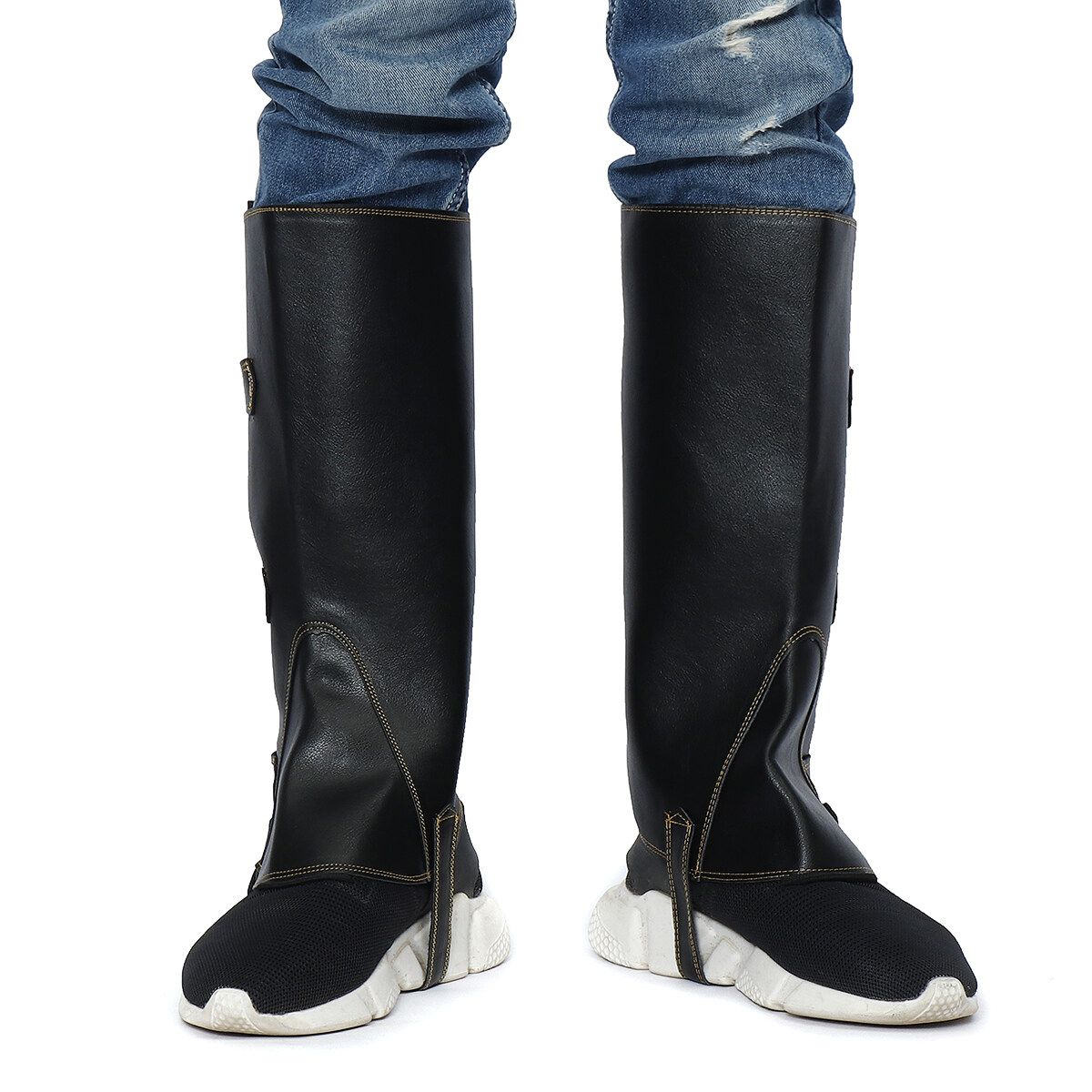 1 Pair Leather Gaiters Men Fashion Steampunk Vintage Riding Shoe Cosplay