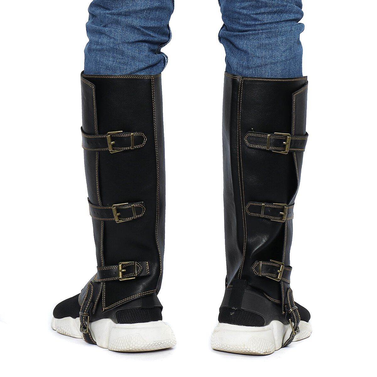 1 Pair Leather Gaiters Men Fashion Steampunk Vintage Riding Shoe Cosplay
