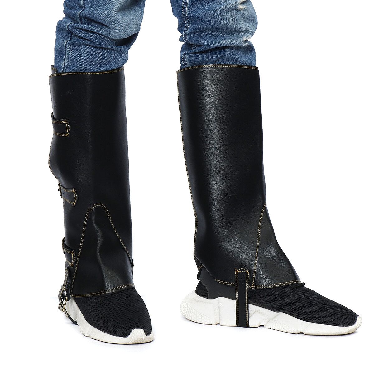 1 Pair Leather Gaiters Men Fashion Steampunk Vintage Riding Shoe Cosplay