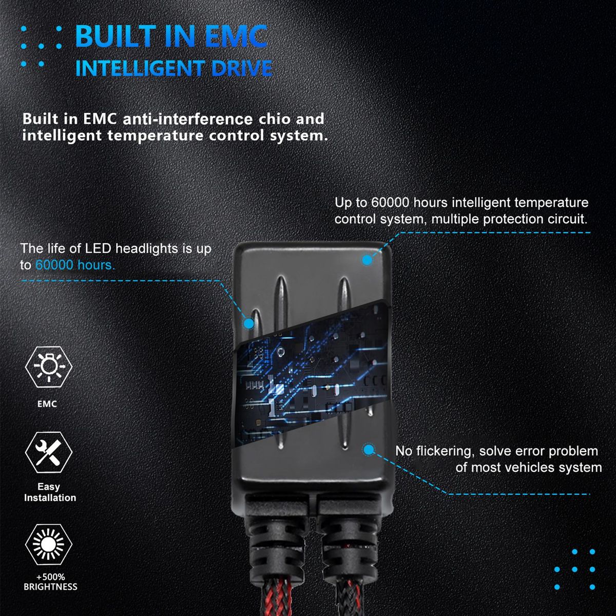 9006/HB4 LED Headlight Bulbs IP67 Waterproof Car LED Headlight Bulbs 3000K/4300K/6000K 200W 40000LM Bright LED Headlights, 2PCS