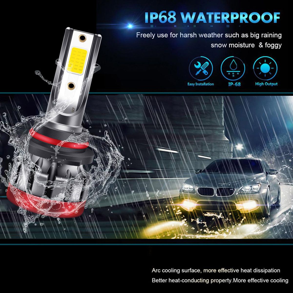 2PCS 9006/HB4 LED Fog Light Bulbs 3000K Yellow 3000 Lumens 30W High Power LED Fog Light DRL Bulbs for Cars Trucks