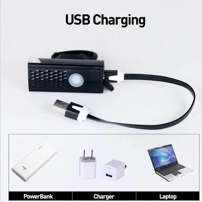 Headlight Bright LED Night Riding Safety Alarm Lamp USB Charging Mountain Bicycle Fitting Headlight Set