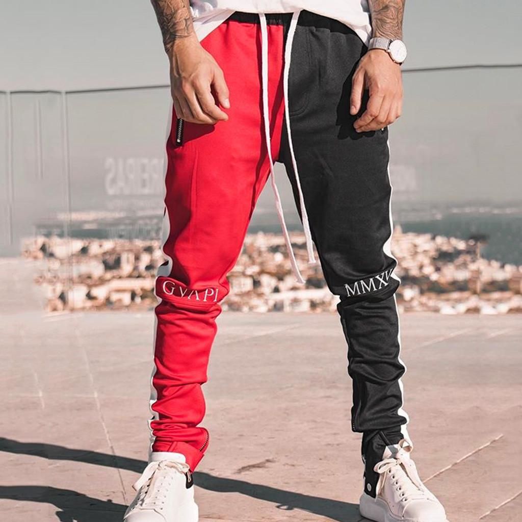 Man Striped Tracksuit Pants Casual Casual Tracksuit Pants Loled and Breathable Patchwork and Running G3