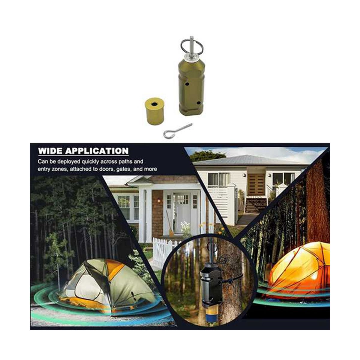 1 Set Outdoor Camping Alarm Trigger Perimeter Trip Alarm 360° Coverage Trip Line Perimeter Alarm,Olive Green
