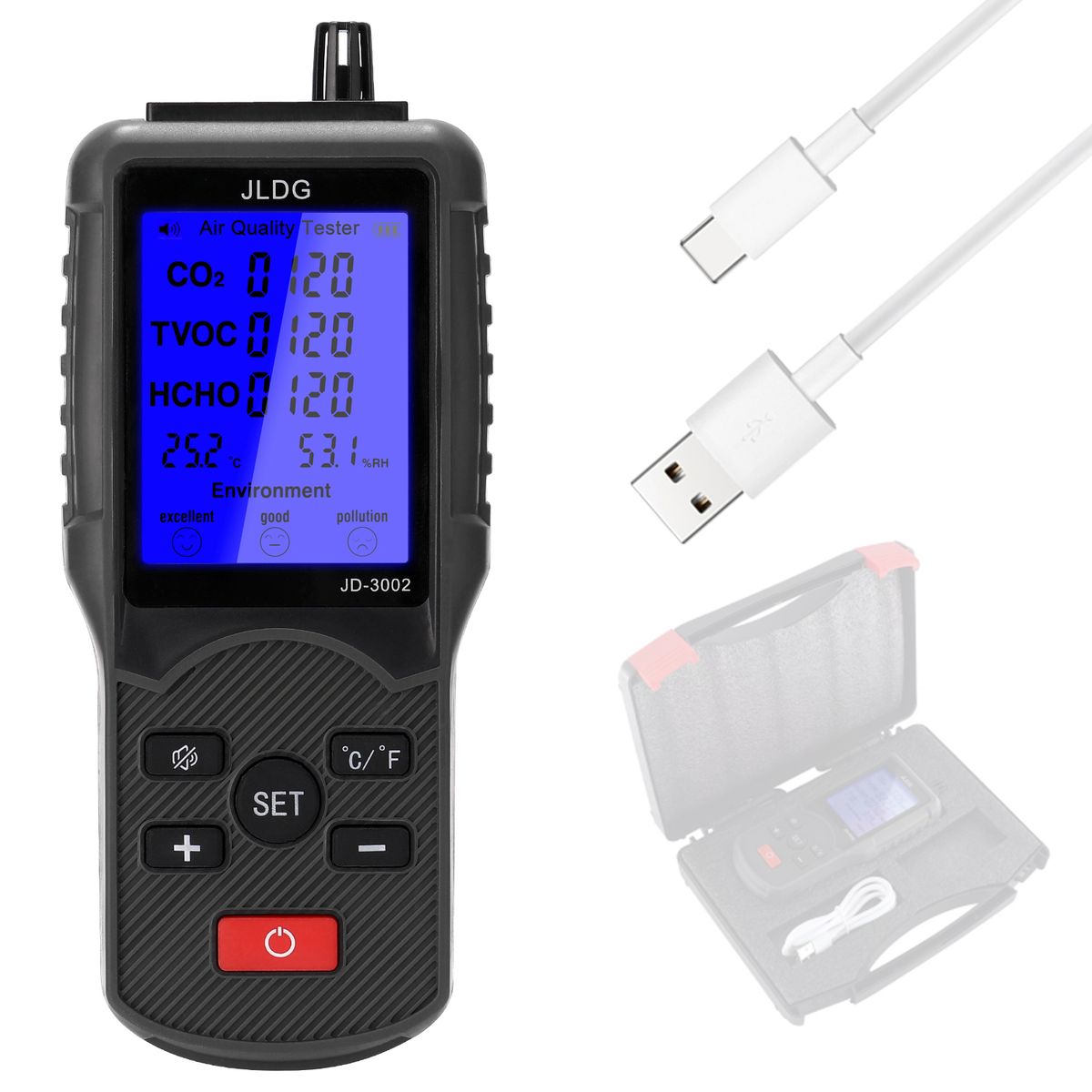 Multifunctional Air Quality Tester Co2 Tvoc Meter