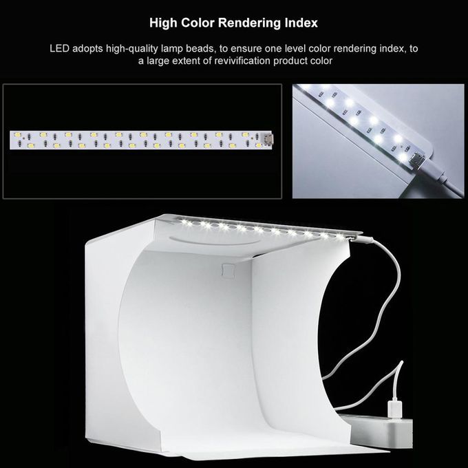 PULUZ 20*20cm 8 Mini Folding Studio Diffuse Soft Box Lightbox With LED Light Black White Photography Background Photo Studio Box