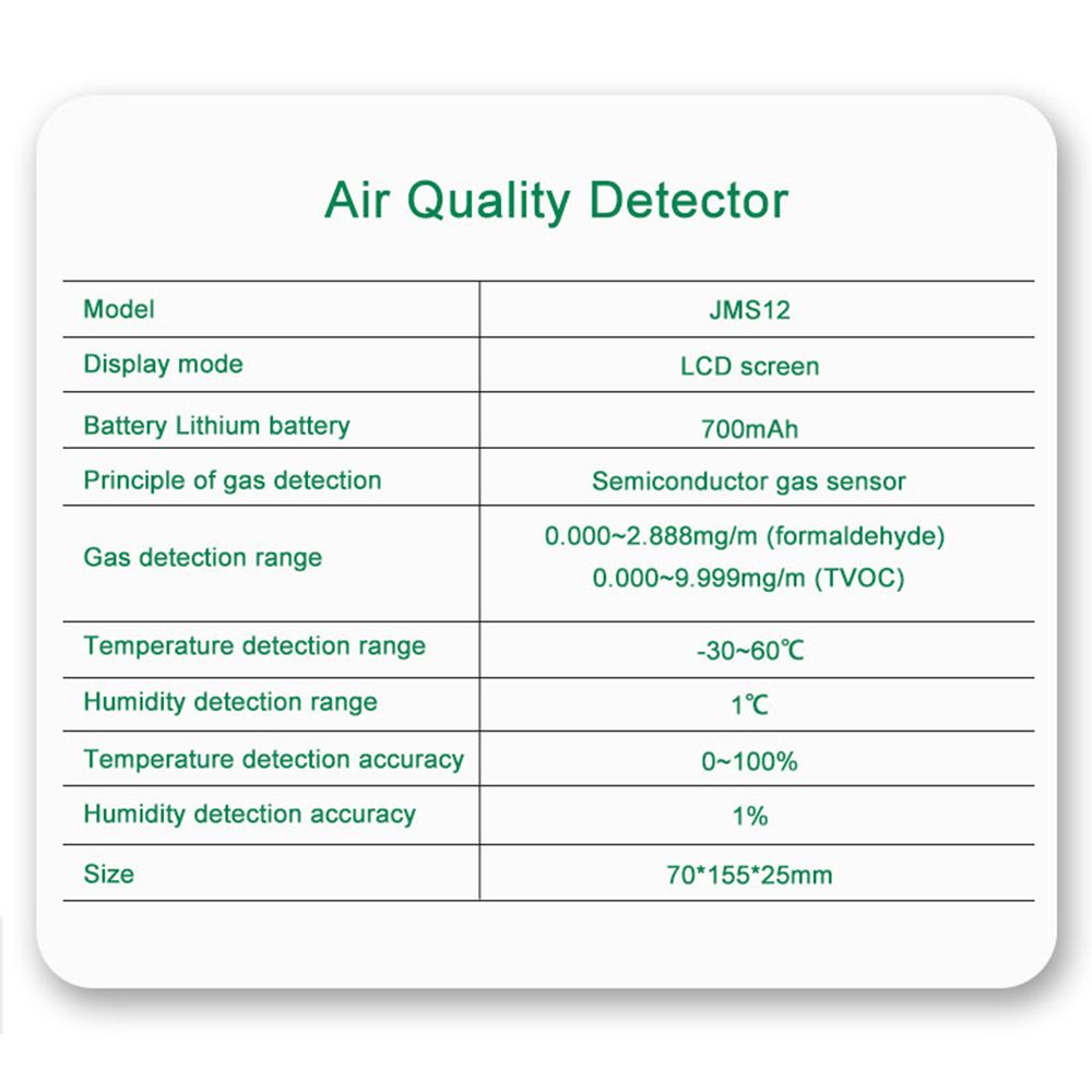 Air Quality Monitor & Temperature Humidity Meter Multifunction