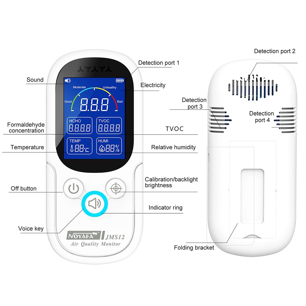 Air Quality Monitor & Temperature Humidity Meter Multifunction