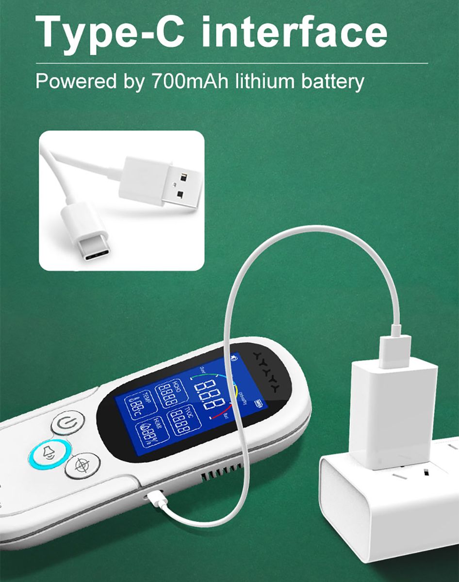 Air Quality Monitor & Temperature Humidity Meter Multifunction