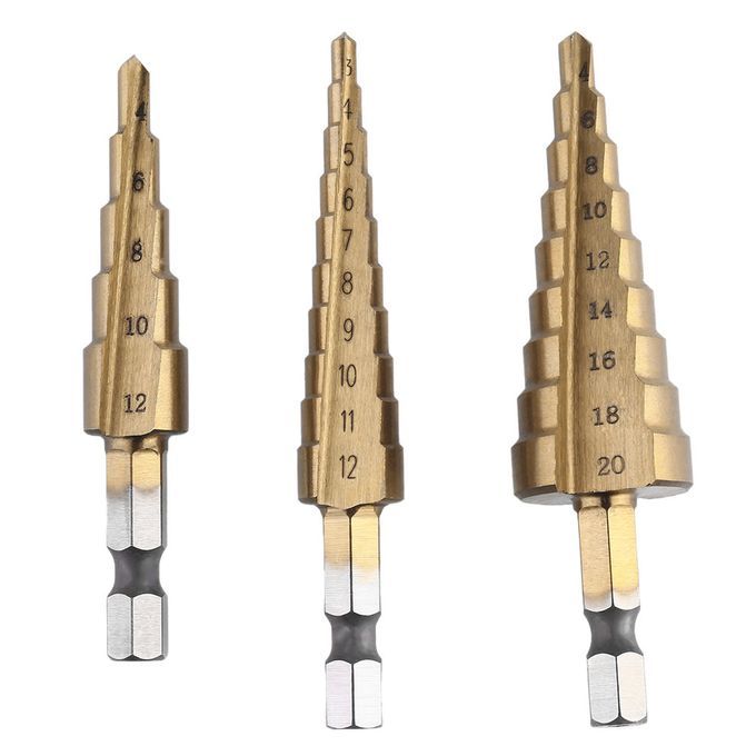 Hexagonal Shank Step Drill Cone Drill Bit Hole Groove Metal Wood Cutter