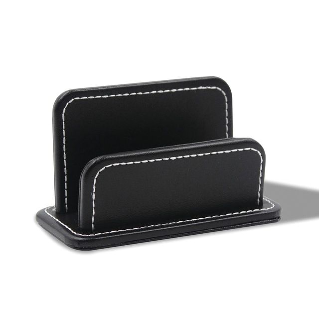 2 Blocks Office Stationery Leather Name Card Holder Stationery Bussiness  Office Home Card Holder(Black)