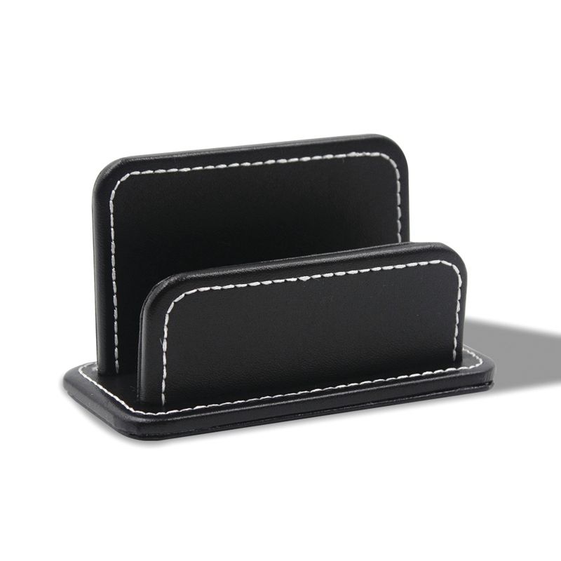 2 Blocks Office Stationery Leather Name Card Holder Stationery Bussiness  Office Home Card Holder(Black)
