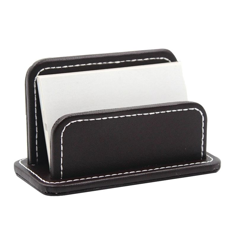 2 Blocks Office Stationery Leather Name Card Holder Stationery Bussiness  Office Home Card Holder(Black)