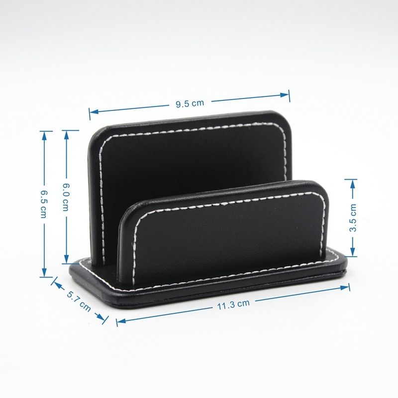 2 Blocks Office Stationery Leather Name Card Holder Stationery Bussiness  Office Home Card Holder(Black)