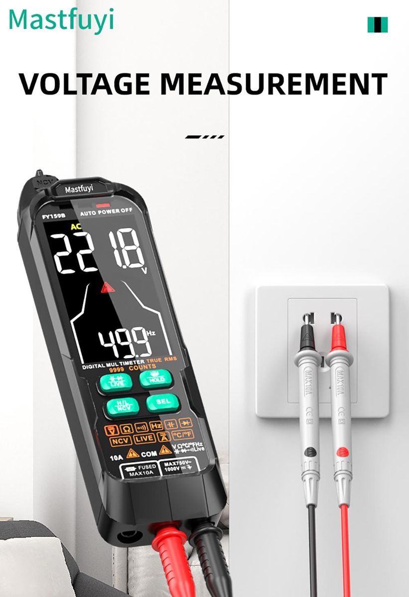 Mastfuyi FY159B Digital Intelligent Multimeter, Fully Automatic Portable Multimeter, Digital Display Multimeter