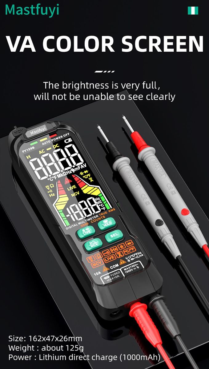 Mastfuyi FY159B Digital Intelligent Multimeter, Fully Automatic Portable Multimeter, Digital Display Multimeter