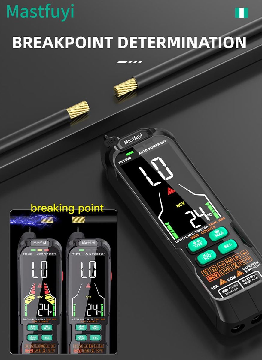Mastfuyi FY159B Digital Intelligent Multimeter, Fully Automatic Portable Multimeter, Digital Display Multimeter