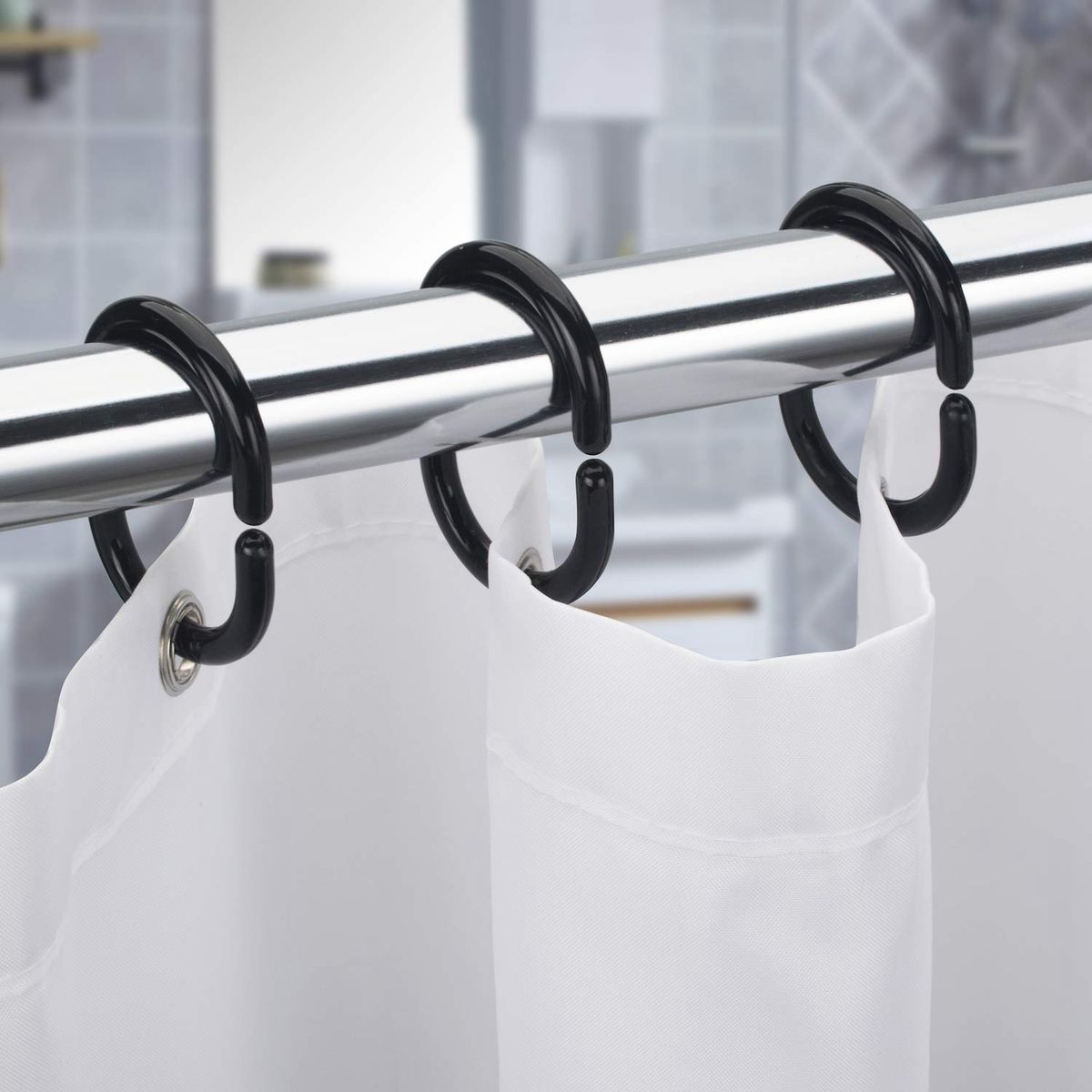 24 PCS Shower Curtain Rings Plastic Shower Curtain