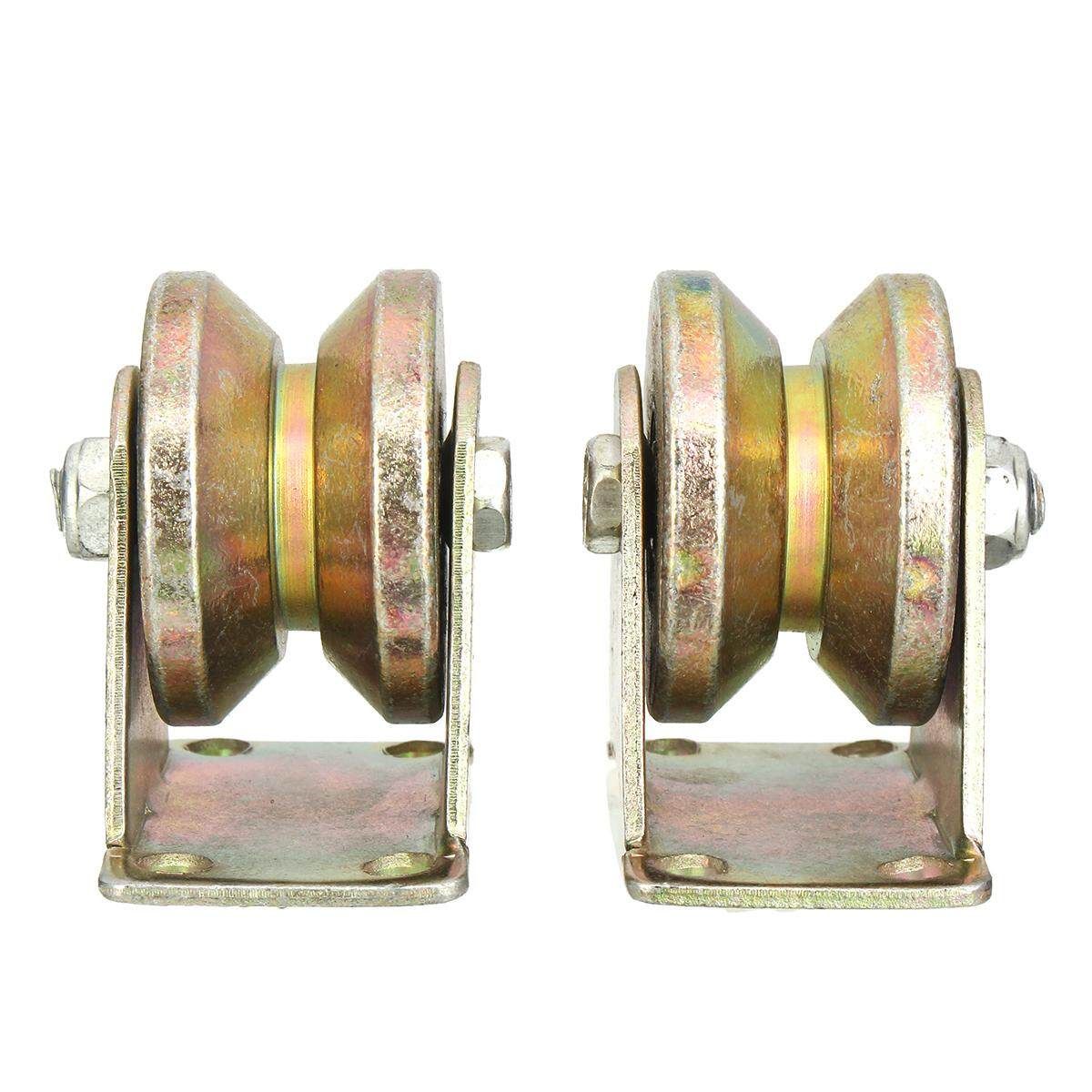 2 Pack 2"inch 660lb Sliding Gate Roller Steel V Type Wheel Track Rail W/ Bracket