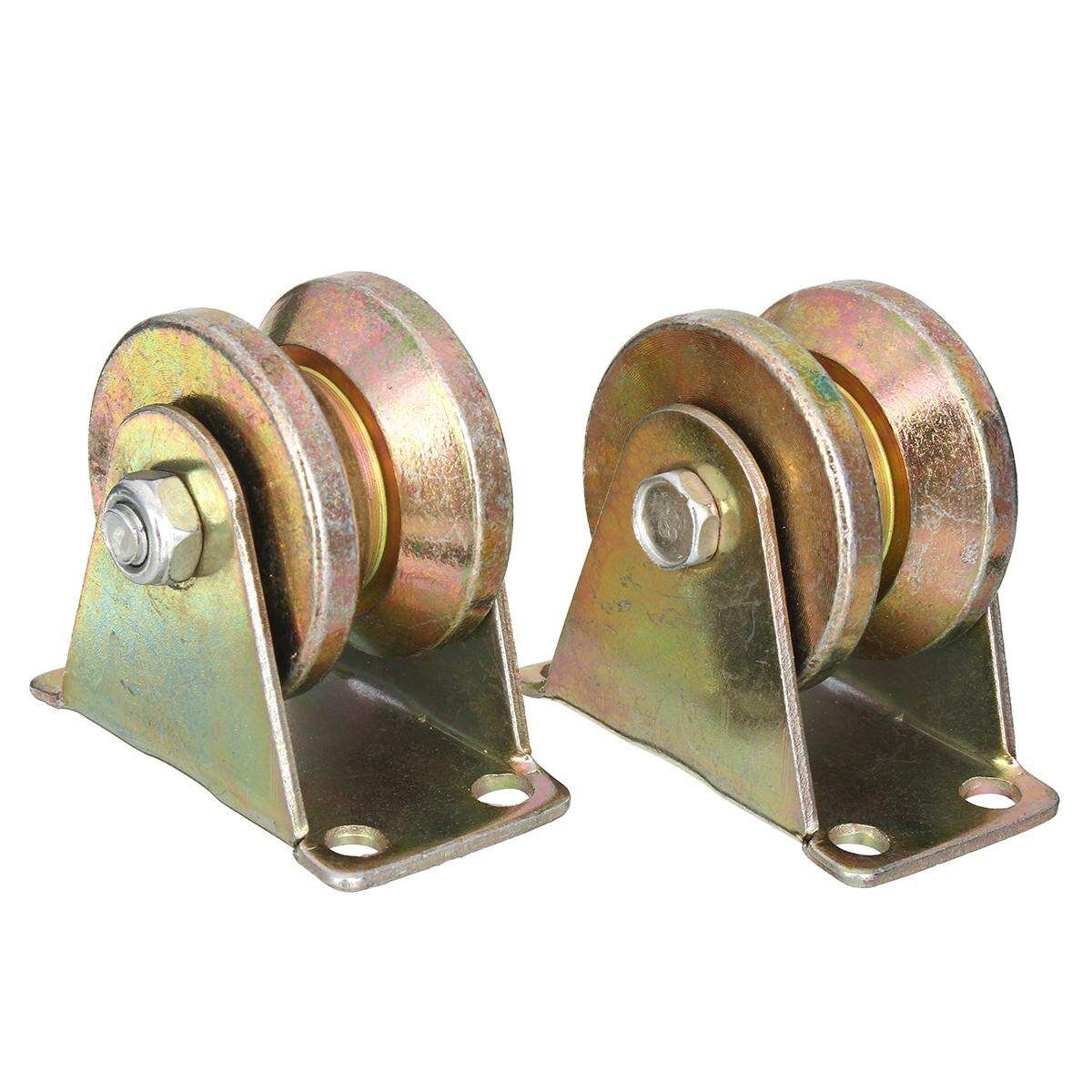 2 Pack 2"inch 660lb Sliding Gate Roller Steel V Type Wheel Track Rail W/ Bracket
