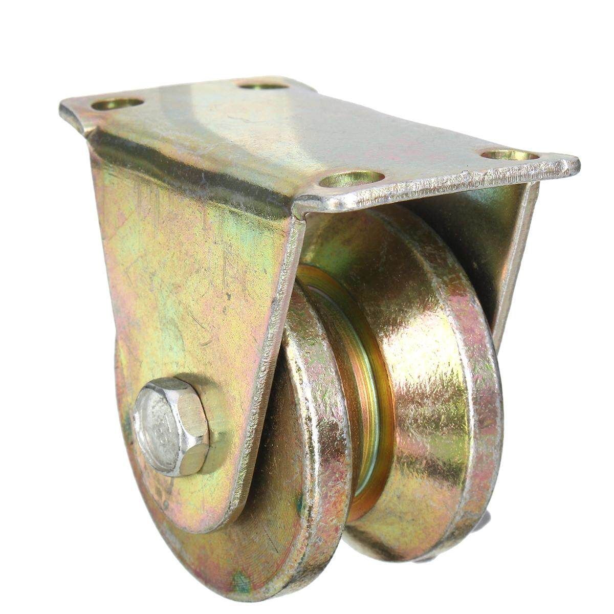 2 Pack 2"inch 660lb Sliding Gate Roller Steel V Type Wheel Track Rail W/ Bracket