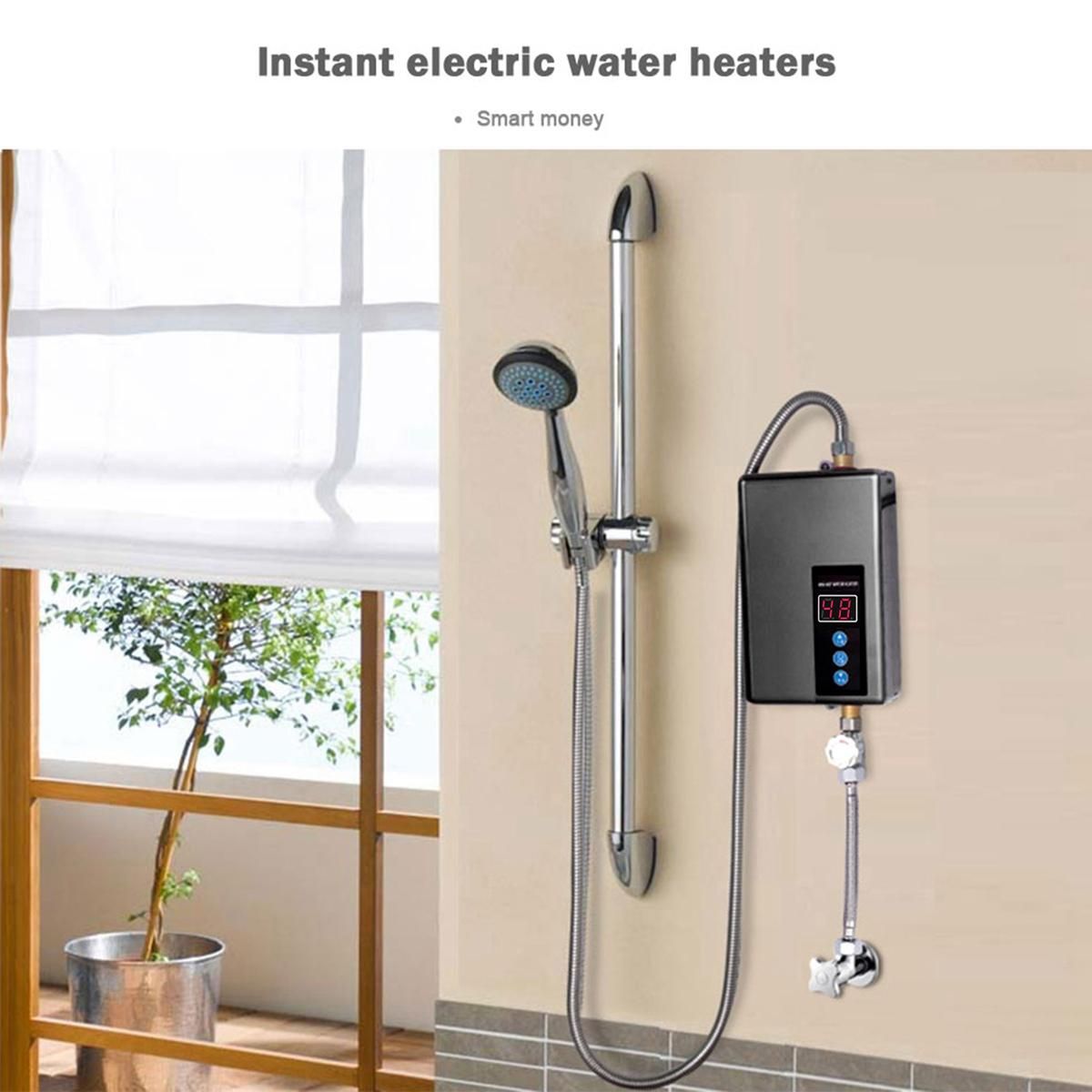 5500W Electric Water Heater 220V Instantaneous Tankless Instant Inverter Water Heater Fast Heating Water Boiler Black