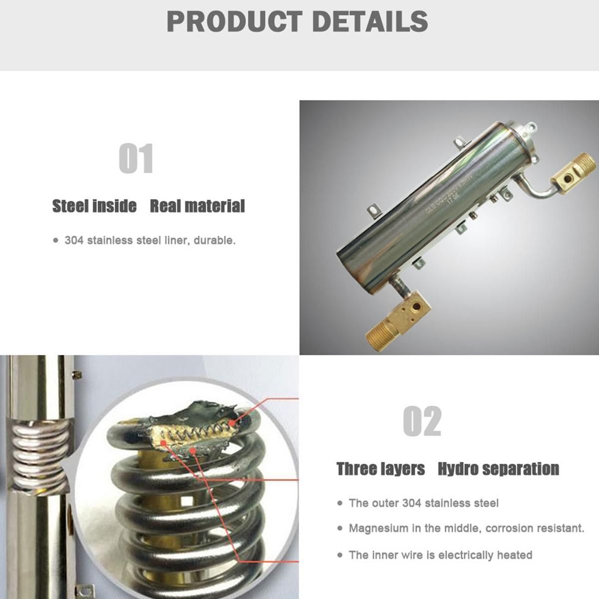 5500W Electric Water Heater 220V Instantaneous Tankless Instant Inverter Water Heater Fast Heating Water Boiler Black