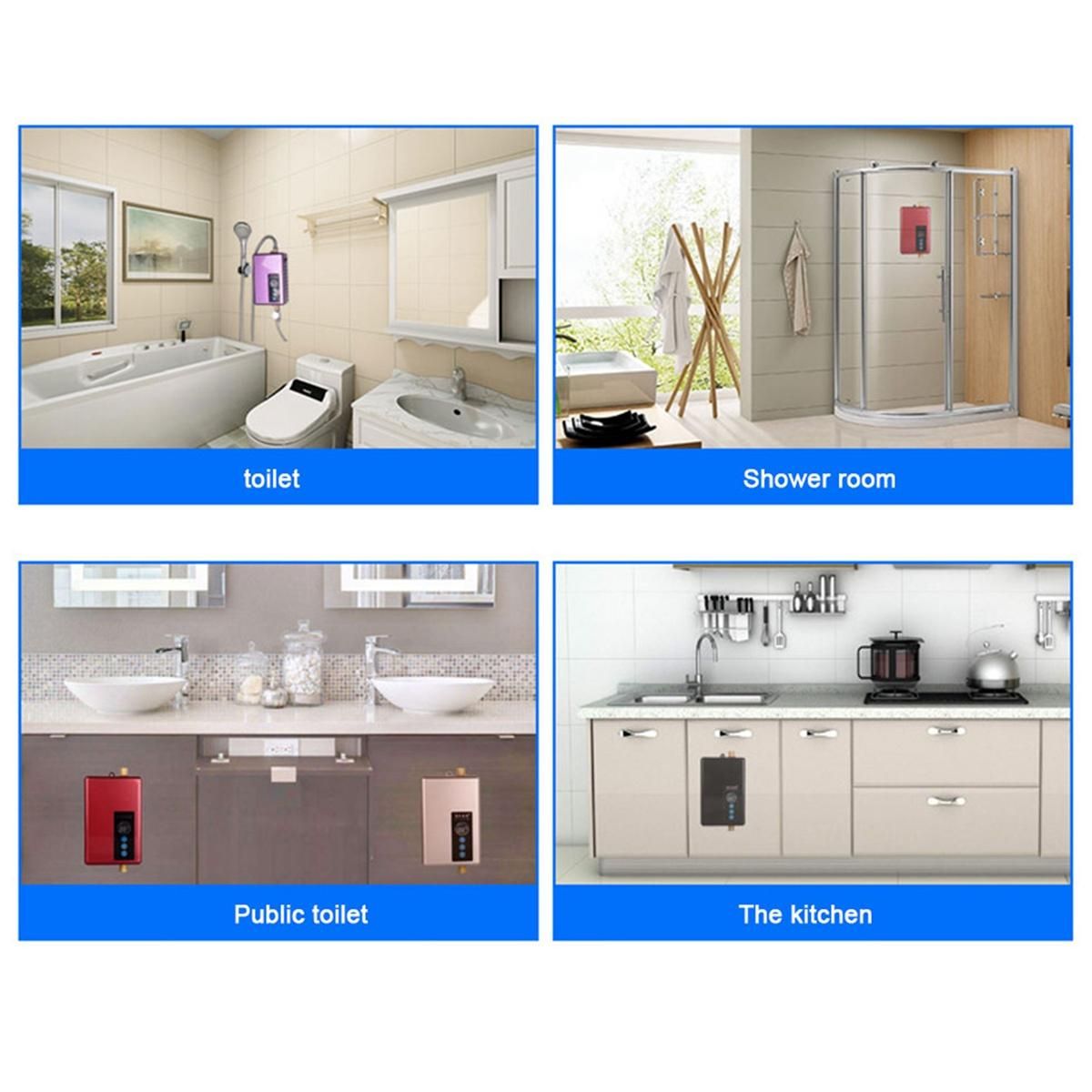 5500W Electric Water Heater 220V Instantaneous Tankless Instant Inverter Water Heater Fast Heating Water Boiler Black