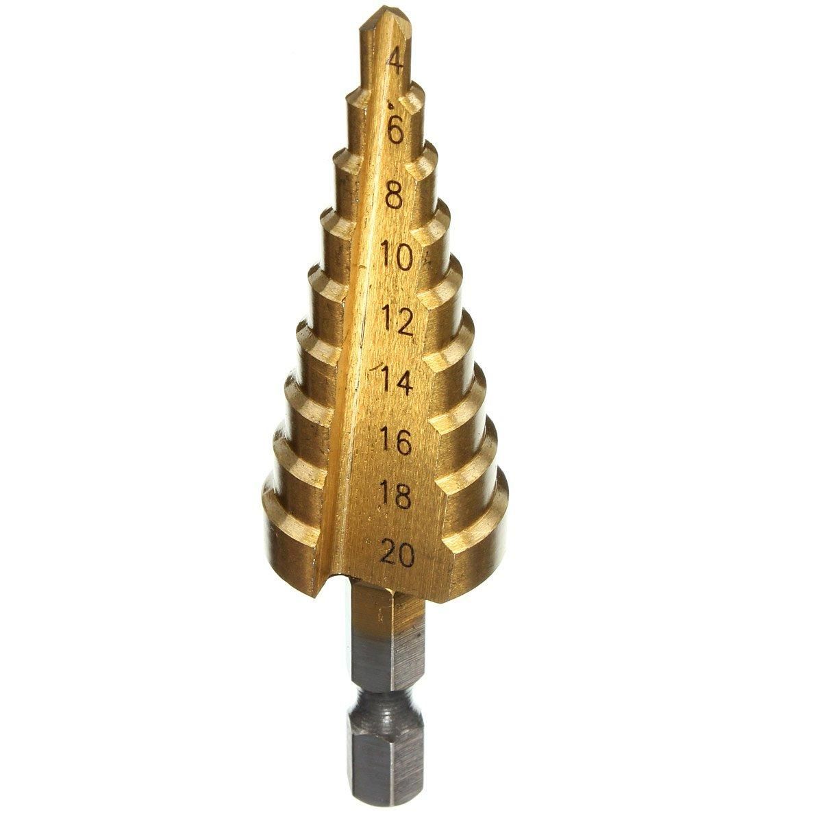 HSS drill Step drill Tapered Titanium 1/4 Hexagonal Rod For Drilling Screwdriver 4-20mm