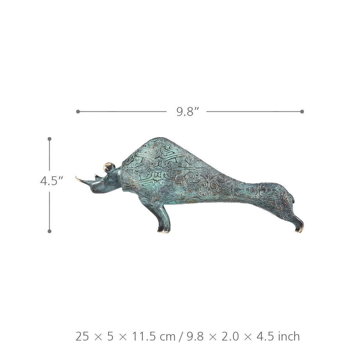 Rhinoceros Sculpture Handmade Bronze Sculpture Decorative Tabletop Rhinoceros Ideal Gift for Home Decoration
