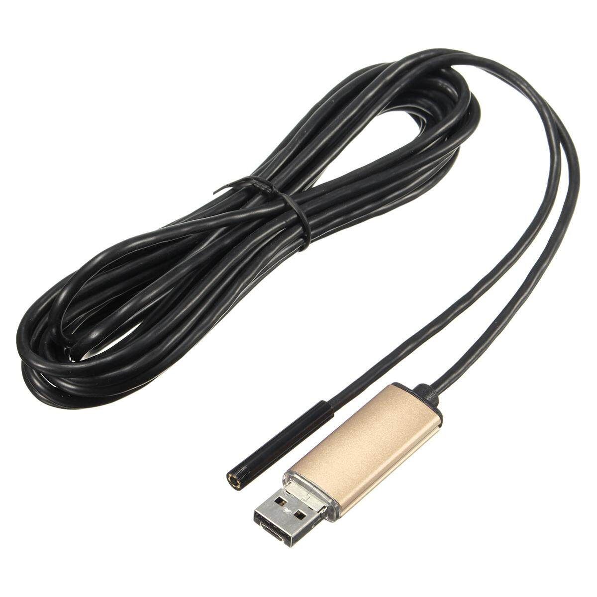 6 LED 5.5mm Lens 2IN1 Android Endoscope Waterproof Inspection Borescope Tube Camer 5M Gold Gold