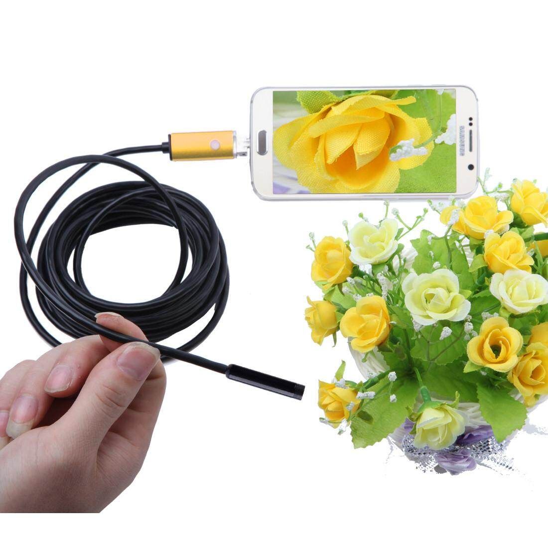 6 LED 5.5mm Lens 2IN1 Android Endoscope Waterproof Inspection Borescope Tube Camer 5M Gold Gold