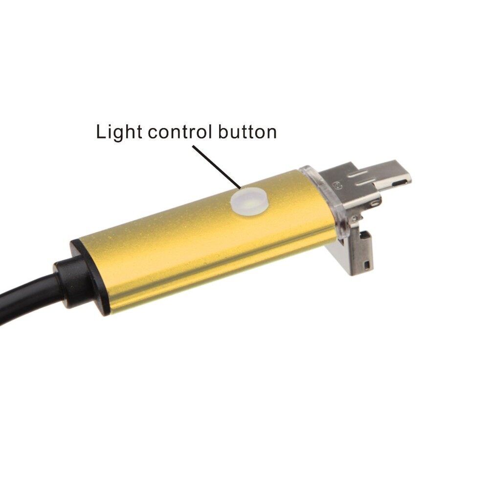 6 LED 5.5mm Lens 2IN1 Android Endoscope Waterproof Inspection Borescope Tube Camer 5M Gold Gold