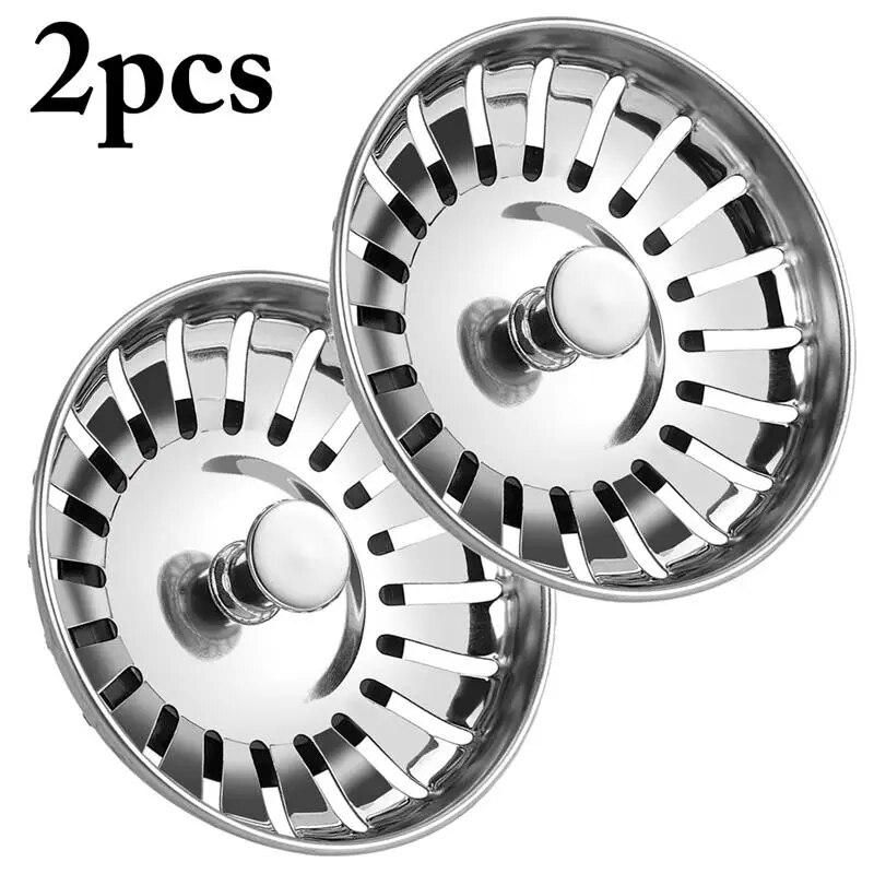 2pcs High Quality Stainless Steel Kitchen Sink Strainer Stopper Waste Plug Sink Filter Filtre Lavabo Bathroom Hair Catcher