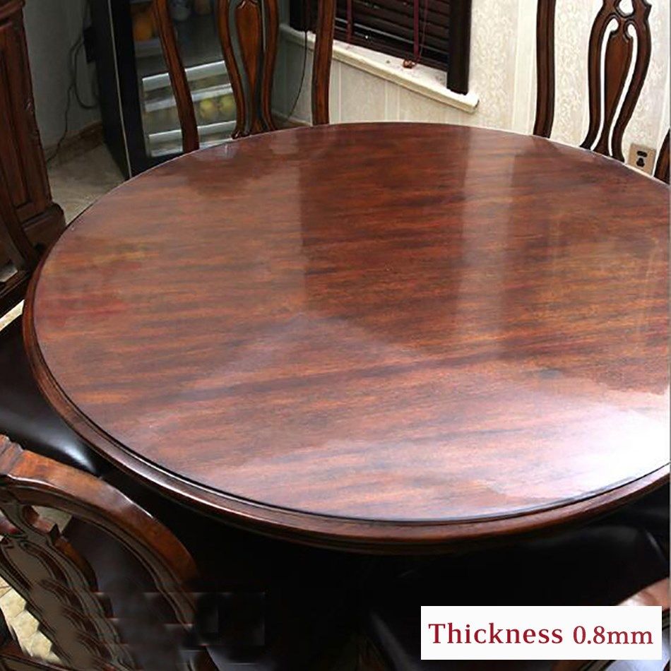 Transparent Round Tablecloth Plastic PVC Soft Glass Dinning Living Room Kitchen Waterproof Oilcloth Table Cloth Mat Home Decor A