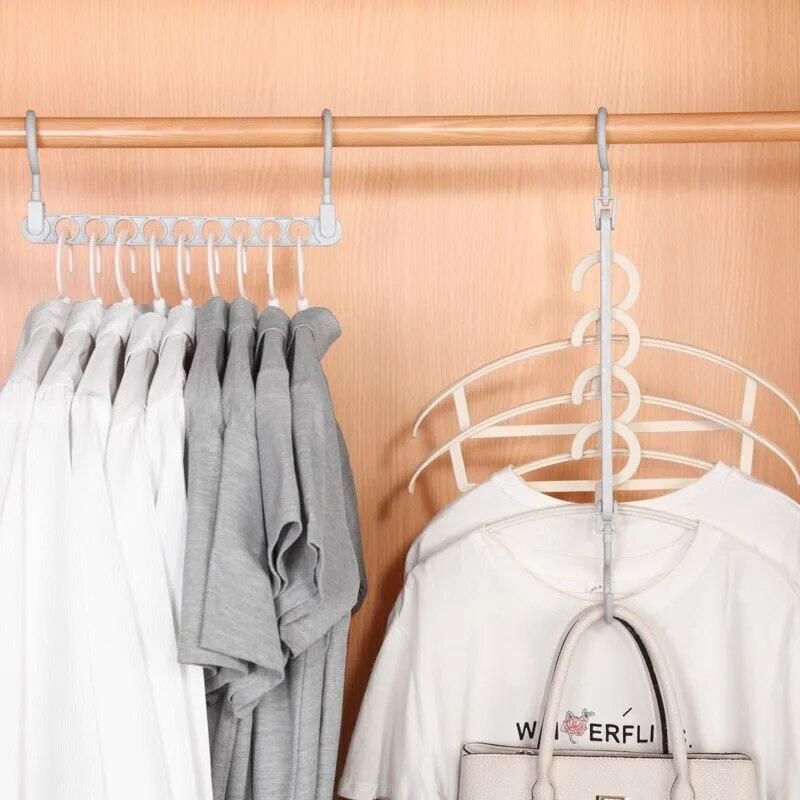 1pcs Nine Hole Magic Hanger Creative Multi Functional Hanger Household Internet Popular Magic Storage Artifact