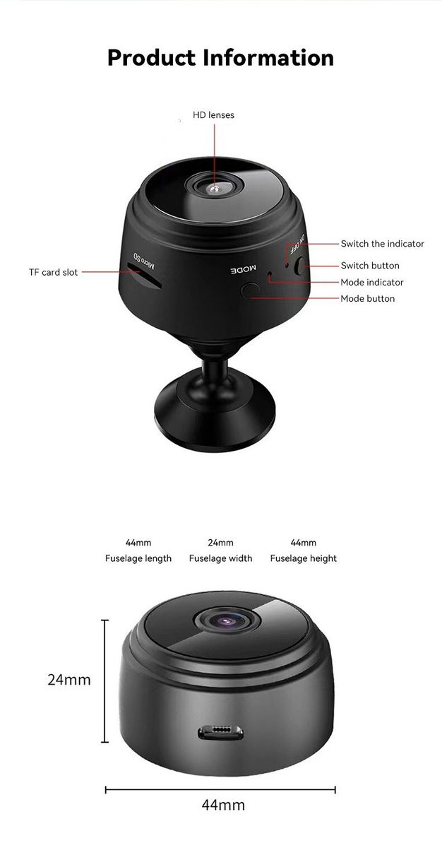 Mini Security Camera WiFi,With Inbuilt Battery Night Vision For Security