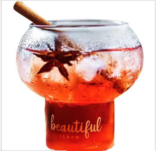 1pcs Beautiful Bloom Beau Martini Cocktail Pint Glass Spherical Ball Lemonade Collins Mug Dessert Mousse Cup Yogurt Ice Cream Tumbler