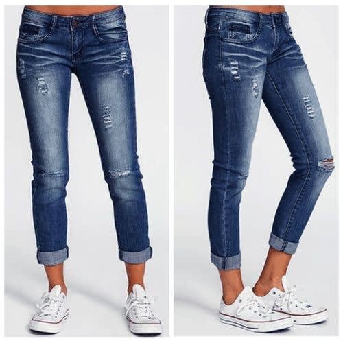Ladies' Fashion Ripped Slim  Jeans