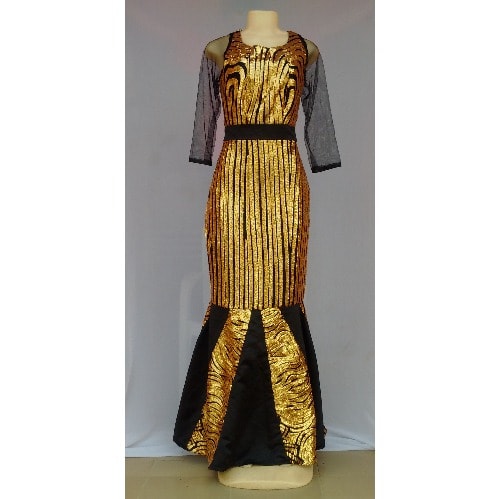 Metallic Gold Women's Dinner /evening Gown - Size 12