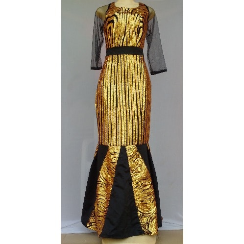 Metallic Gold Women's Dinner /evening Gown - Size 12