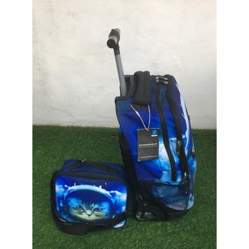 2 In 1 Backpack Trolley- Blue