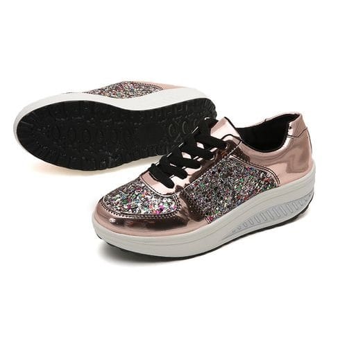 Female Sequined Sneakers - Gold