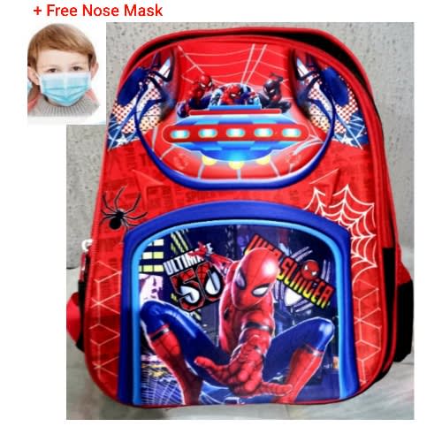 Spiderman School Bag With Free Nose Mask