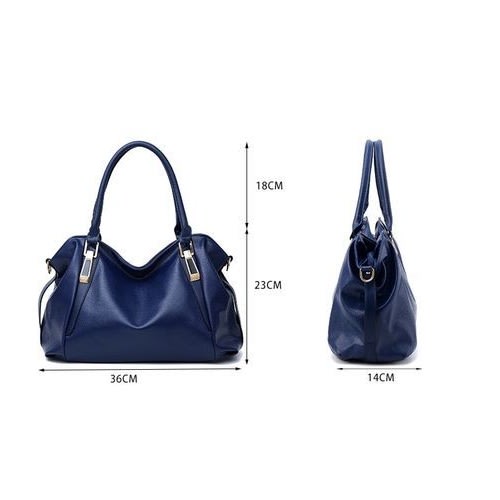 Women Soft Leather Handbag - Blue