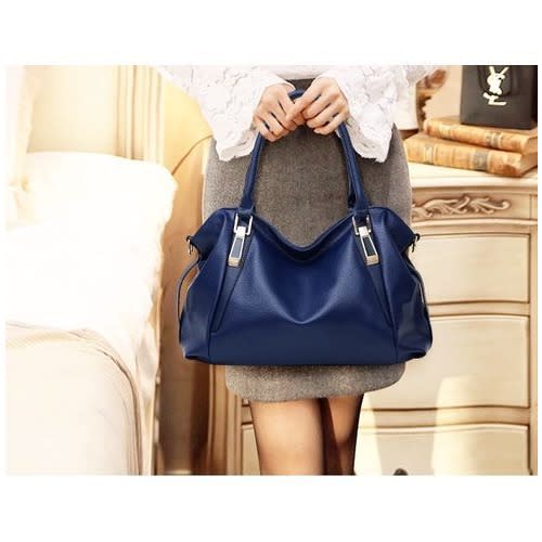 Women Soft Leather Handbag - Blue