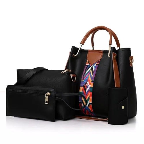 4 In 1 Ladies Handbag Set - Black