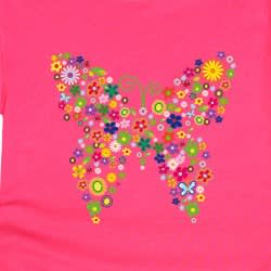 Butterfly Print  Girl Top  - Pink