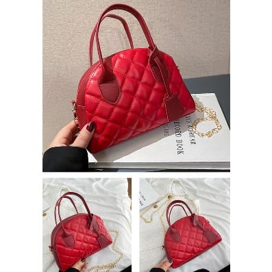 Rhombus Chain Handbag - Red