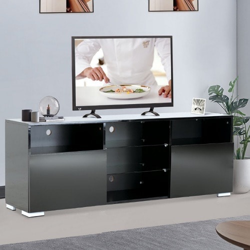 Tv Console Storage Cabinet With 3 Layers - 2 Drawers And Open Shelf
